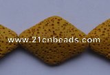 CLV20 15 inches 22*32mm rhombus yellow natural lava beads wholesale