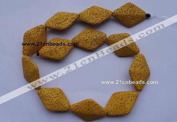 CLV20 15 inches 22*32mm rhombus yellow natural lava beads wholesale