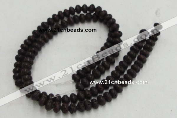 CLV206 15.5 inches 6*10mm rondelle coffee natural lava beads wholesale