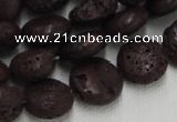 CLV208 15.5 inches 16mm flat round coffee natural lava beads wholesale
