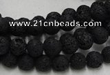 CLV211 15.5 inches 6mm round black natural lava beads wholesale
