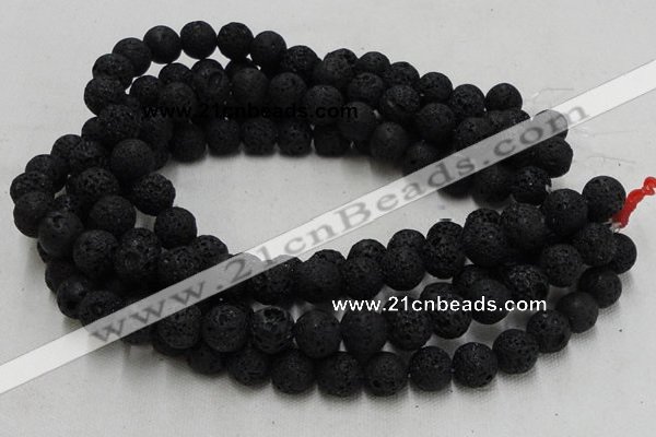 CLV211 15.5 inches 6mm round black natural lava beads wholesale