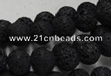 CLV214 15.5 inches 12mm round black natural lava beads wholesale