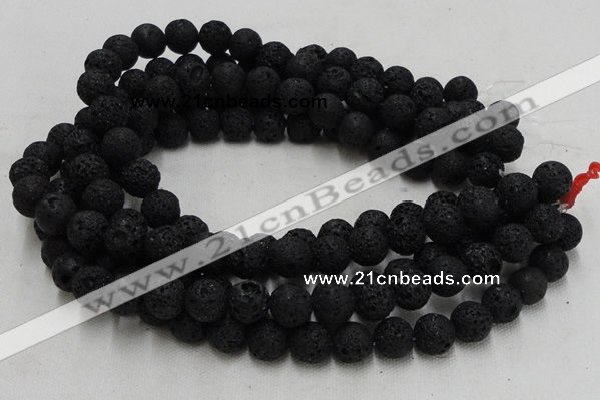 CLV214 15.5 inches 12mm round black natural lava beads wholesale
