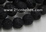 CLV215 15.5 inches 14mm round black natural lava beads wholesale