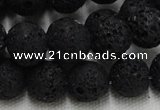 CLV216 15.5 inches 16mm round black natural lava beads wholesale