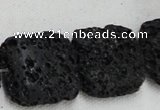 CLV218 15.5 inches 30*30mm square black natural lava beads wholesale