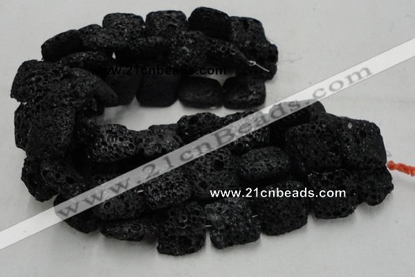 CLV218 15.5 inches 30*30mm square black natural lava beads wholesale