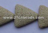 CLV23 15 inches 22*26mm triangle milk white natural lava beads wholesale