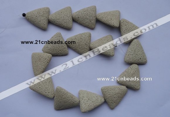 CLV23 15 inches 22*26mm triangle milk white natural lava beads wholesale