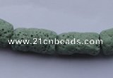 CLV27 15.5 inches 10*18mm column shape green natural lava beads wholesale