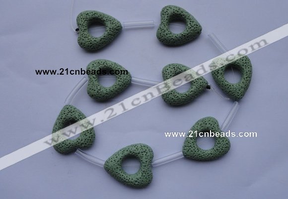 CLV29 15.5 inches 27*29mm heart green natural lava beads wholesale