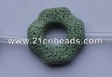 CLV30 15.5 inches 32*32mm octagon green natural lava beads wholesale