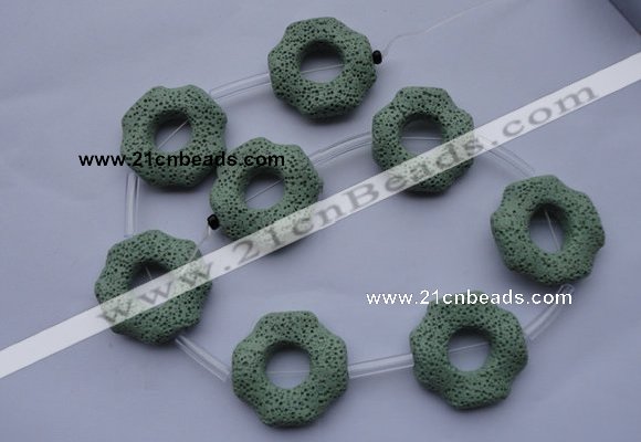 CLV30 15.5 inches 32*32mm octagon green natural lava beads wholesale