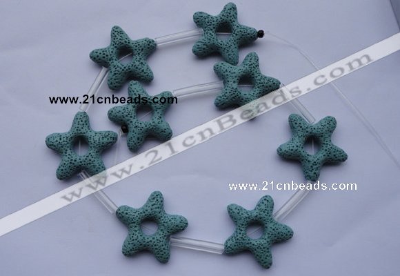 CLV31 15.5 inches 7*32mm star blue natural lava beads wholesale