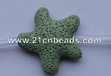 CLV33 16 inches 11*38mm star green natural lava beads wholesale