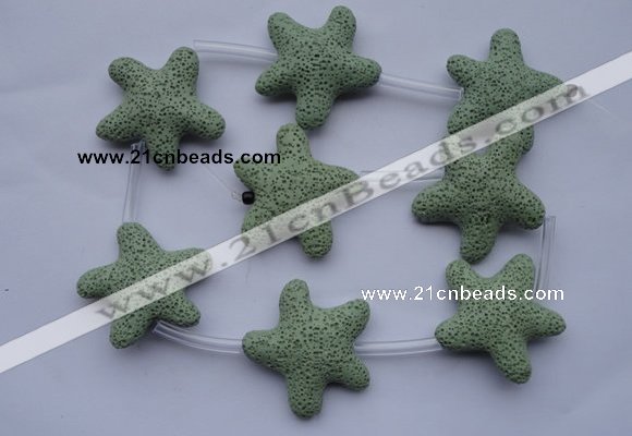 CLV33 16 inches 11*38mm star green natural lava beads wholesale