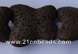 CLV34 15 inches 26*28mm butterfly-shaped chocolate natural lava beads