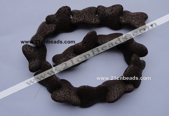 CLV34 15 inches 26*28mm butterfly-shaped chocolate natural lava beads