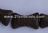 CLV35 15.5 inches 12*20mm pillow-shaped chocolate natural lava beads