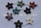 CLV36 16 inches 8*33mm star multicolor natural lava beads wholesale