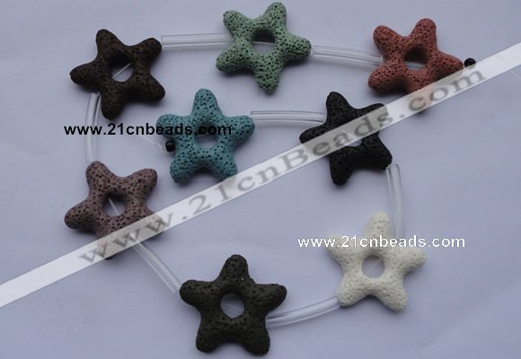 CLV36 16 inches 8*33mm star multicolor natural lava beads wholesale