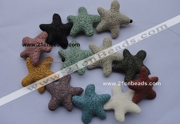 CLV37 14 inches 10*36mm star multicolor natural lava beads wholesale