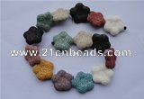 CLV38 15 inches 7*26mm star multicolor natural lava beads wholesale