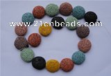 CLV39 15 inches 7*20mm flat round multicolor natural lava beads wholesale