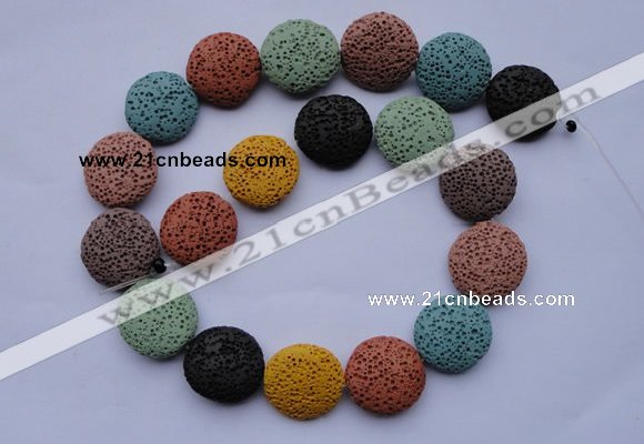 CLV39 15 inches 7*20mm flat round multicolor natural lava beads wholesale