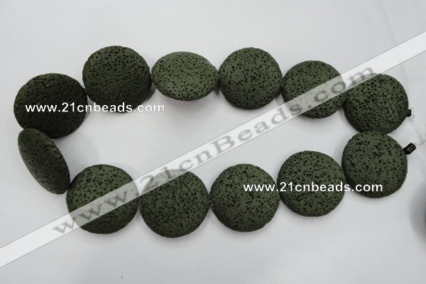 CLV405 15.5 inches 32mm flat round dyed lava beads wholesale