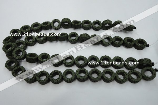 CLV408 15.5 inches 8*15mm donut dyed lava beads wholesale