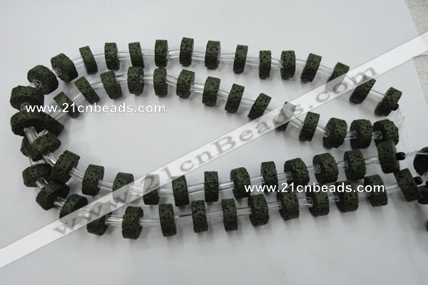 CLV410 15.5 inches 6*15mm tyre dyed lava beads wholesale