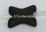 CLV42 15.5 inches 28*32mm butterfly-shaped black natural lava beads