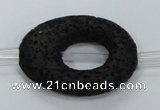 CLV43 15.5 inches 25*33mm oval black natural lava beads wholesale