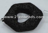 CLV44 15.5 inches 26*33mm hexagon black natural lava beads wholesale