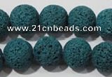 CLV455 15.5 inches 14mm round dyed blue lava beads wholesale