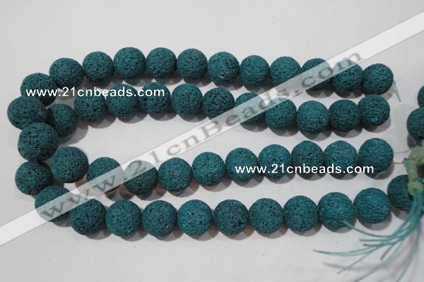 CLV456 15.5 inches 16mm round dyed blue lava beads wholesale