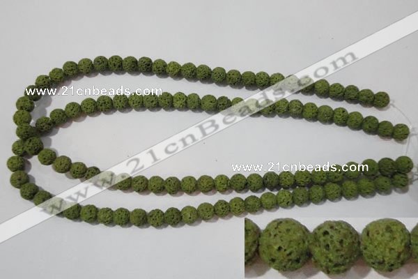 CLV460 15.5 inches 8mm round dyed green lava beads wholesale