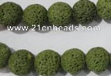 CLV462 15.5 inches 12mm round dyed green lava beads wholesale