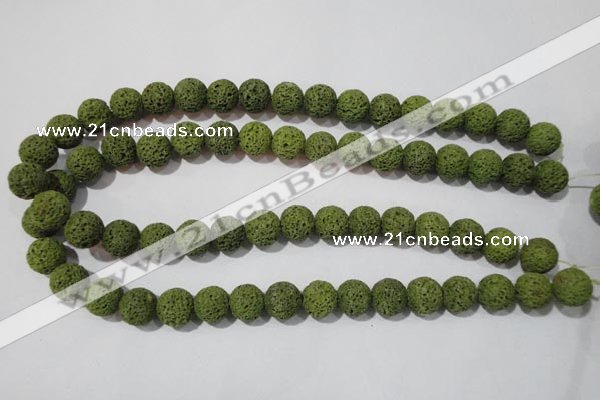 CLV462 15.5 inches 12mm round dyed green lava beads wholesale