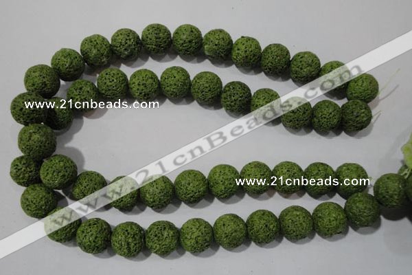 CLV463 15.5 inches 14mm round dyed green lava beads wholesale