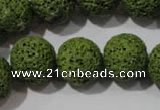 CLV464 15.5 inches 16mm round dyed green lava beads wholesale