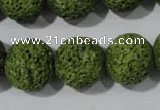 CLV465 15.5 inches 18mm round dyed green lava beads wholesale