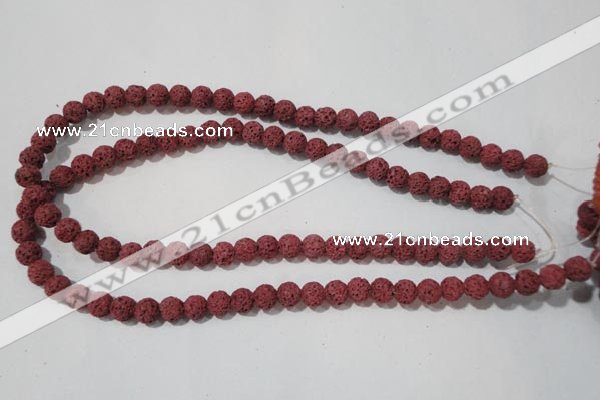 CLV468 15.5 inches 8mm round dyed red lava beads wholesale