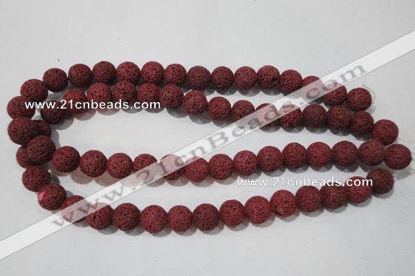 CLV469 15.5 inches 10mm round dyed red lava beads wholesale