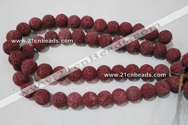 CLV471 15.5 inches 14mm round dyed red lava beads wholesale