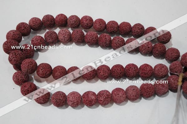 CLV472 15.5 inches 16mm round dyed red lava beads wholesale