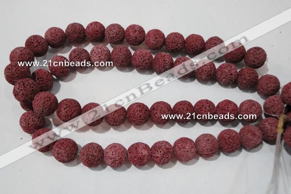 CLV473 15.5 inches 18mm round dyed red lava beads wholesale