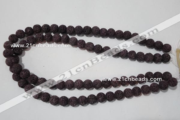 CLV477 15.5 inches 10mm round dyed purple lava beads wholesale